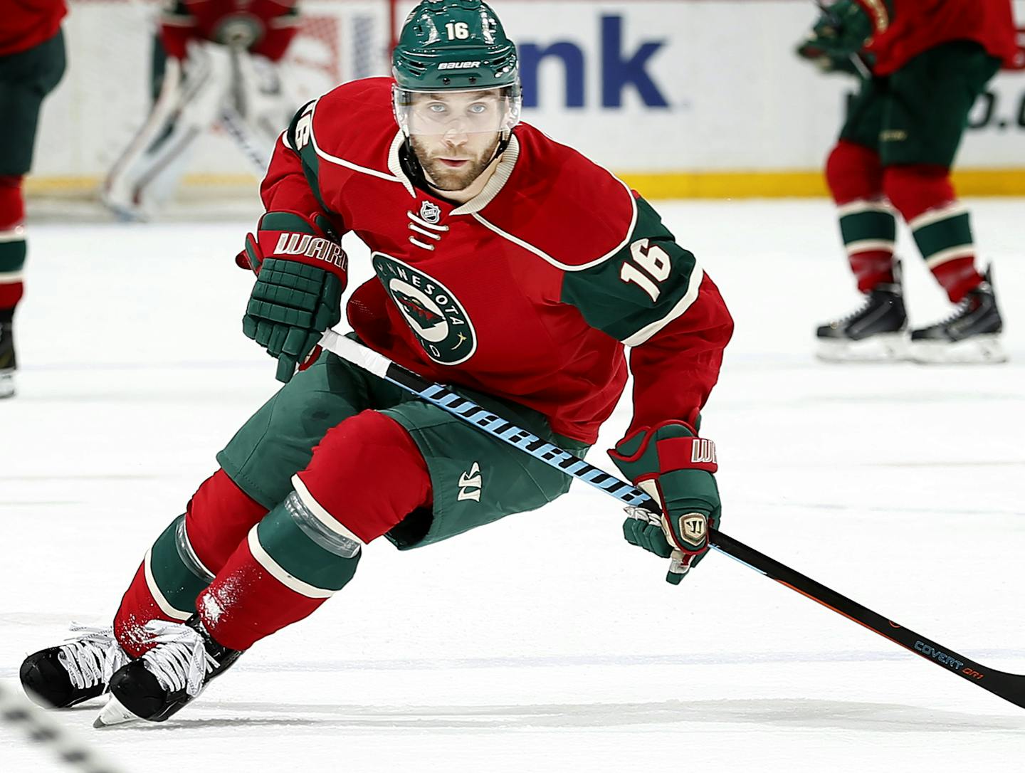 Minnesota Wild Jason Zucker (16). ] CARLOS GONZALEZ cgonzalez@startribune.com, January 19, 2015, St. Paul, Minn., Xcel Energy Center, NHL, Minnesota Wild vs. Blue Jackets ORG XMIT: MIN1501201520034657