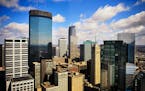 Minneapolis skyline with Capella Tower, IDS, Foshay, others.