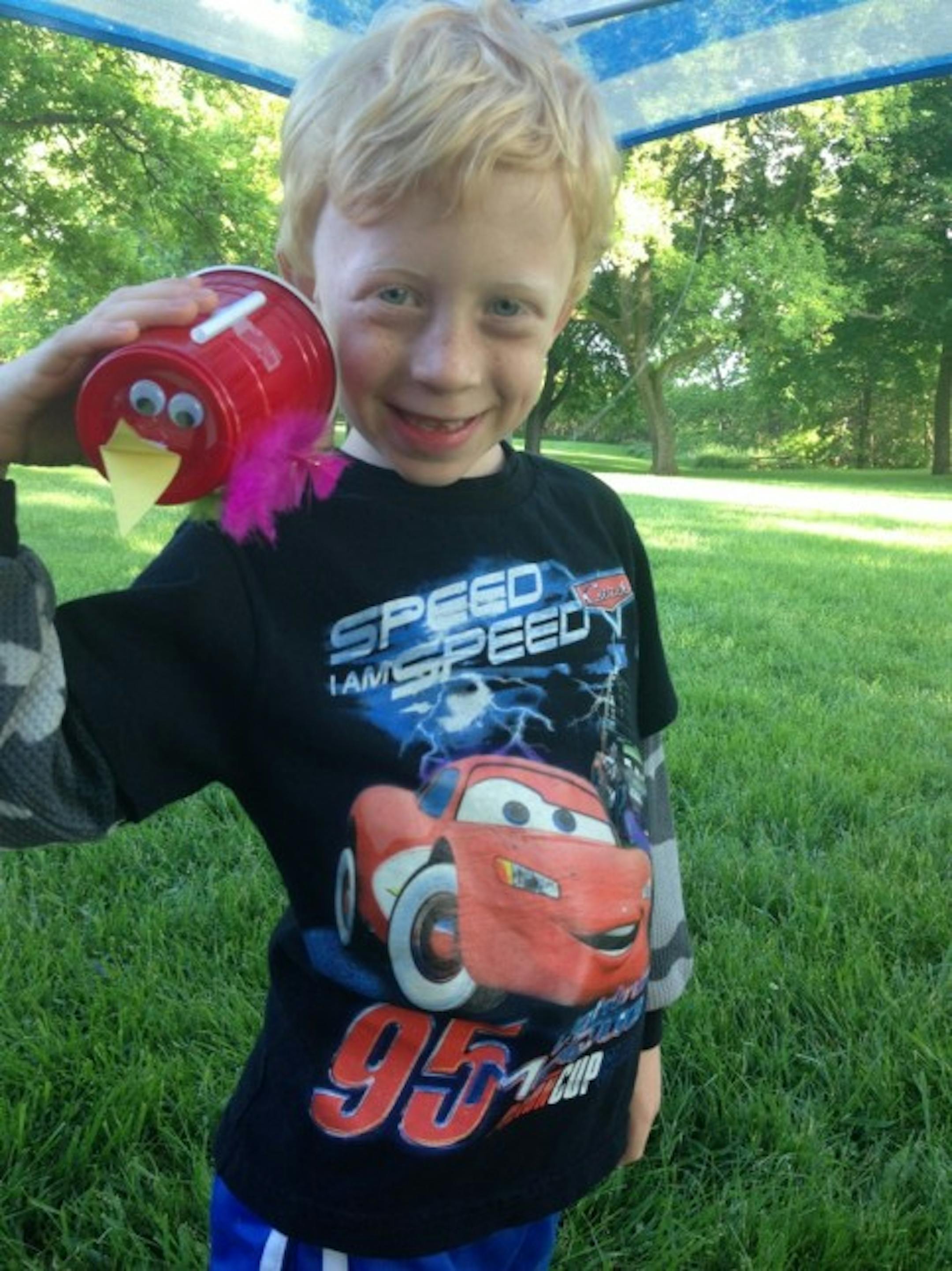 Evan Ginter, 6, loves art, drawing and recess.