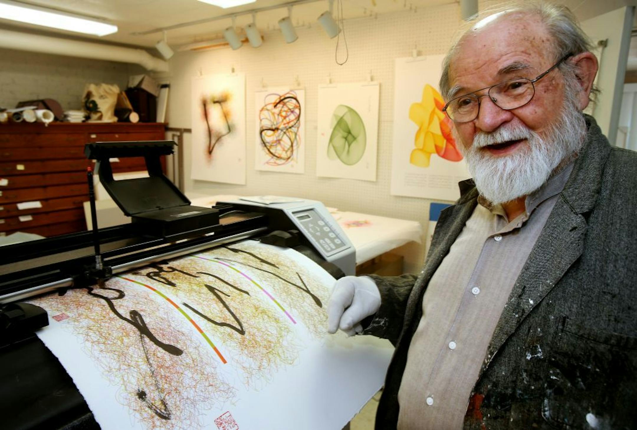Former MCAD prof Roman Verostko, 85, is an internationally known pioneer in creative coding, generative and algorist art (which most of us call "computer art"), a one time Benedictine monk/priest in his South Minneapolis studio.