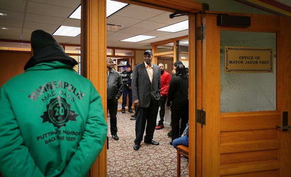 Longtime Minneapolis community activist Al Flowers stood in the the City Hall office of Mayor Jacob Frey before members of the Safe Street Coalition s