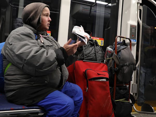 A homeless woman who identified herself only as Rita talked about spending nights on the Metro Transit light-rail trains.