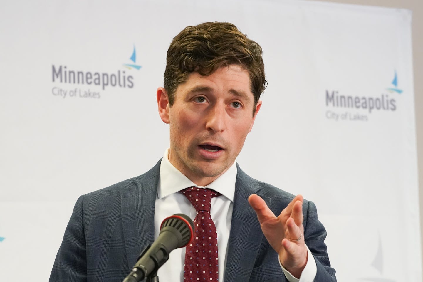 Minneapolis Mayor Jacob Frey answered reporter's questions. Minneapolis Mayor Jacob Frey, Police Chief Medaria Arradondo, City Attorney Jim Rowader,and other city officials held their weekly press briefing to address lingering questions about the settlement and its impact.