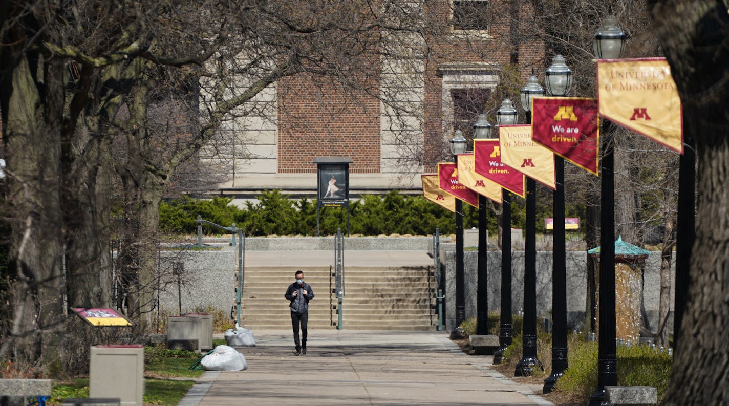 The University of Minnesota was mostly deserted Tuesday afternoon as the University announced it will freeze tuition for most students at its five campuses in the next academic year to provide financial relief to current students and help lure in new students during the pandemic. ] GLEN STUBBE • glen.stubbe@startribune.com Tuesday, April 21, 2020 The University of Minnesota will soon propose a tuition freeze to provide financial relief to current students and lure in new students during the pand