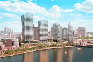 The $800 million RiversEdge project would include four towers of offices, condos and apartments as well as street-level retail, entertainment and hosp