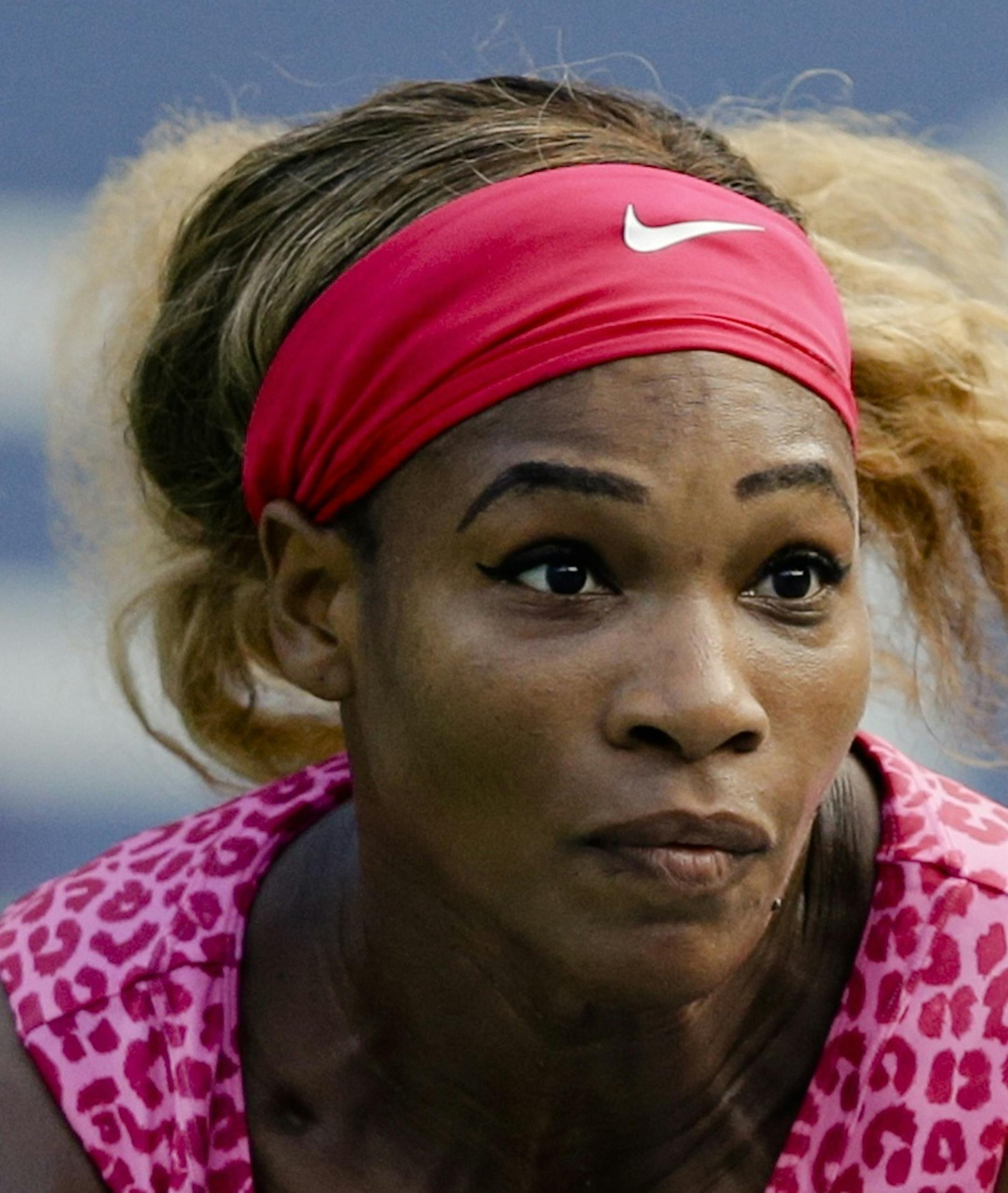 Serena Williams, chases down a shot against Ekaterina Makarova, of Russia, during the semifinals of the 2014 U.S. Open tennis tournament, Friday, Sept. 5, 2014, in New York. (AP Photo/Darron Cummings)