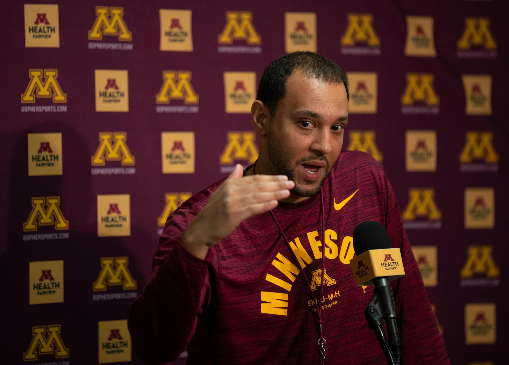 Men's basketball head coach Ben Johnson spoke to reporters after practice.