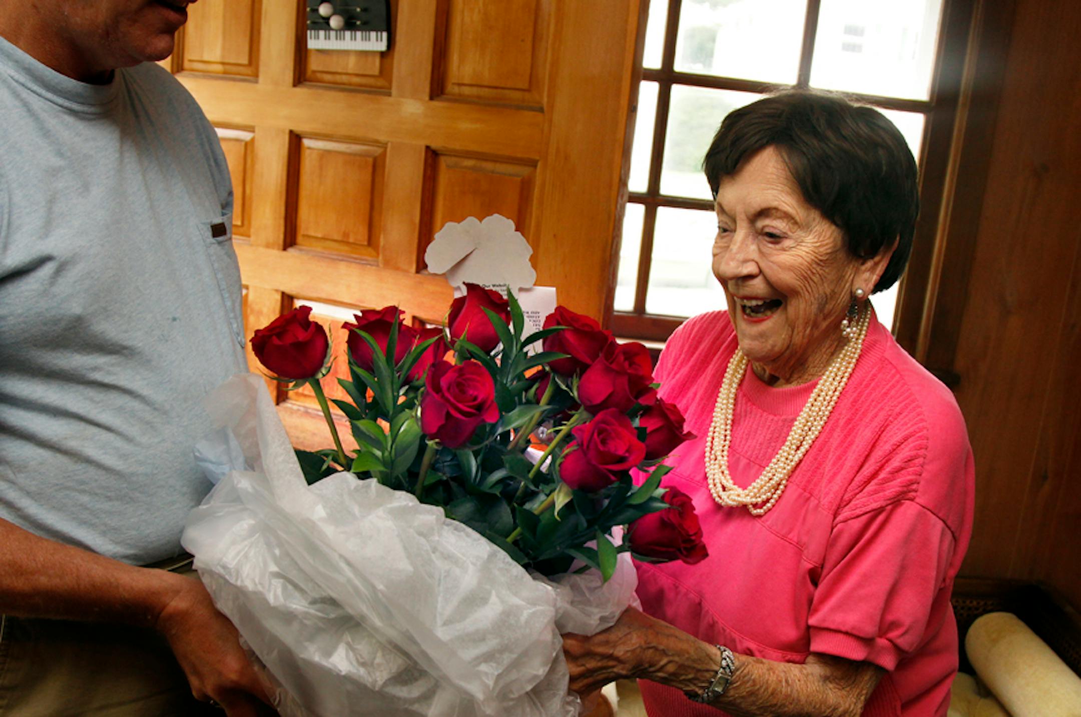 Musical matriarch Jeanne Arland Peterson received flowers for her 90th birthday on Tuesday.
