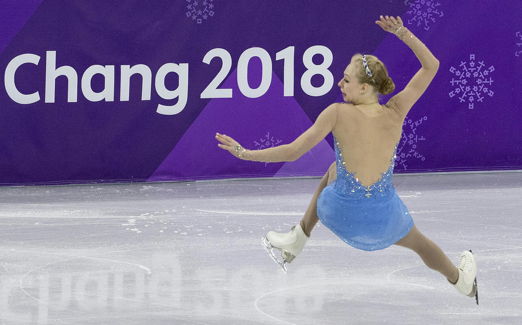 Bradie Tennell of the USA stumbled during her program on Friday. ] CARLOS GONZALEZ ï cgonzalez@startribune.com - February 23, 2018, South Korea, 2018 Pyeongchang Winter Olympics, Women's Single Skating Free Skating, Gangneung Ice Arena