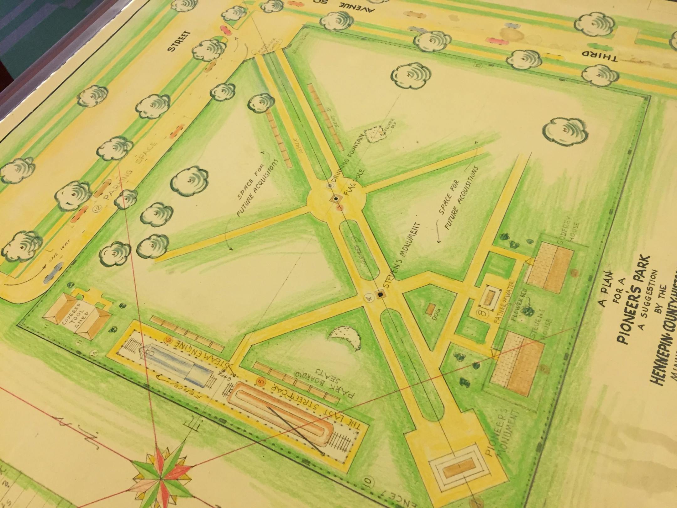 Streetscapes 11/21/15 - As Minneapolis landmarks met the wrecking ball in the late 1950s, one of the city's leading historians proposed moving some of the most prominent historical artifacts in a "Park for Posterity" at Washburn-Fair Oaks- by Eric Roper