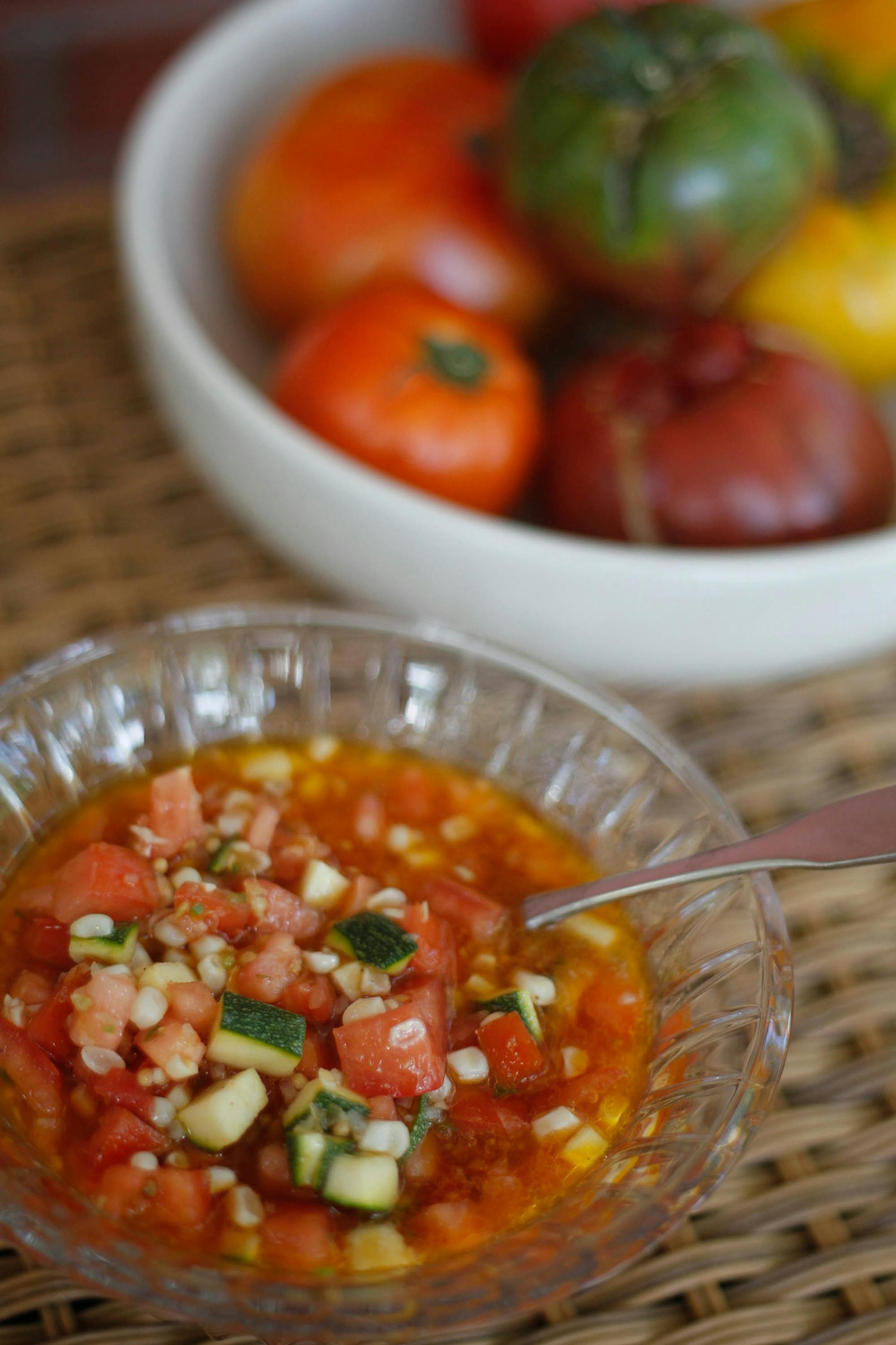 SH13H068CORNTOMATOESZUCCHINI Aug. 12, 2013 --Corn, tomato and zucchini relish. (SHNS photo by Amy E. Voigt / The Toledo Blade) (Newscom TagID: shnsphotos147359.jpg) [Photo via Newscom] ORG XMIT: FUD COTOZU25P