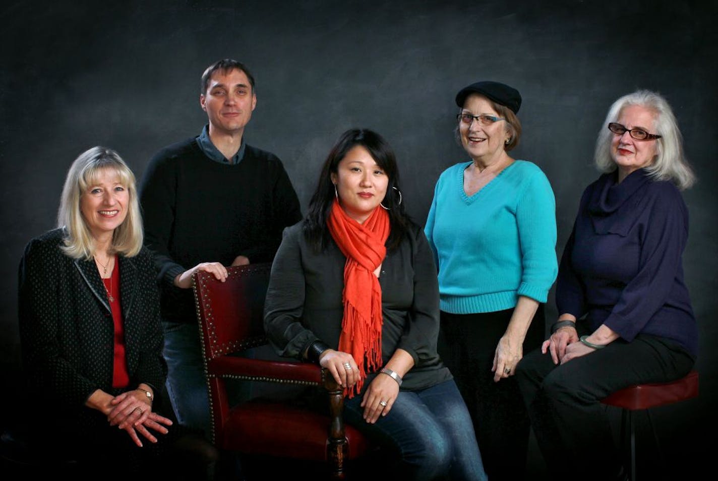 From left, Leslie Adrienne Miller, Dore Kiesselbach, Sun Yung Shin, Roseann Lloyd, and Patricia Kirkpatrick.