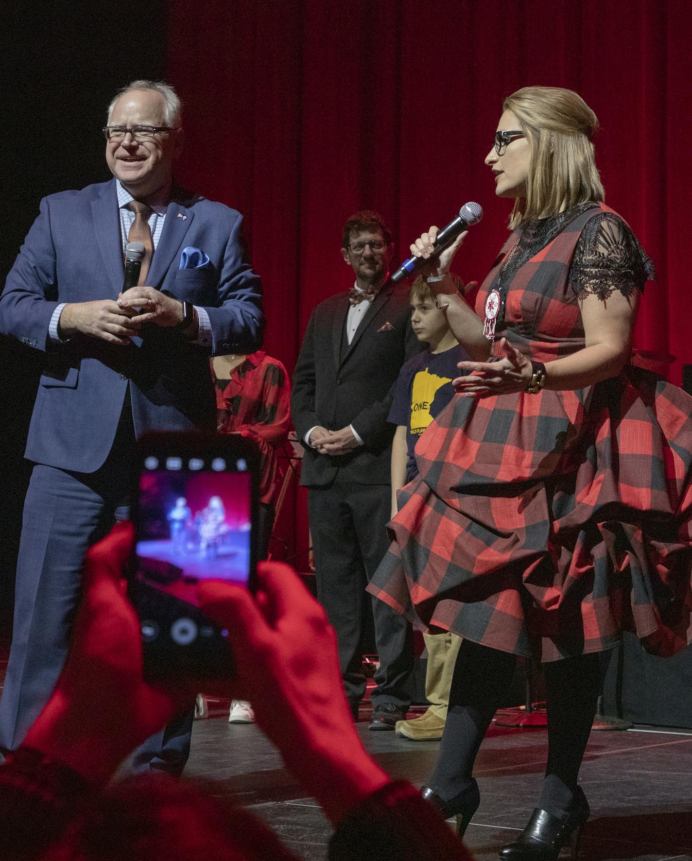 Tim Walz and Peggy Flanagan at the One Minnesota party. ] Special to Star Tribune, photo by Matt Blewett, Matte B Photography, matt@mattebphoto.com, Minneapolis Convention Center, One Minnesota Inaugural Celebration, Tim Walz, Peggy Flanagan, Jan. 12, 2019, Saxo 1008099120 WALZ011419