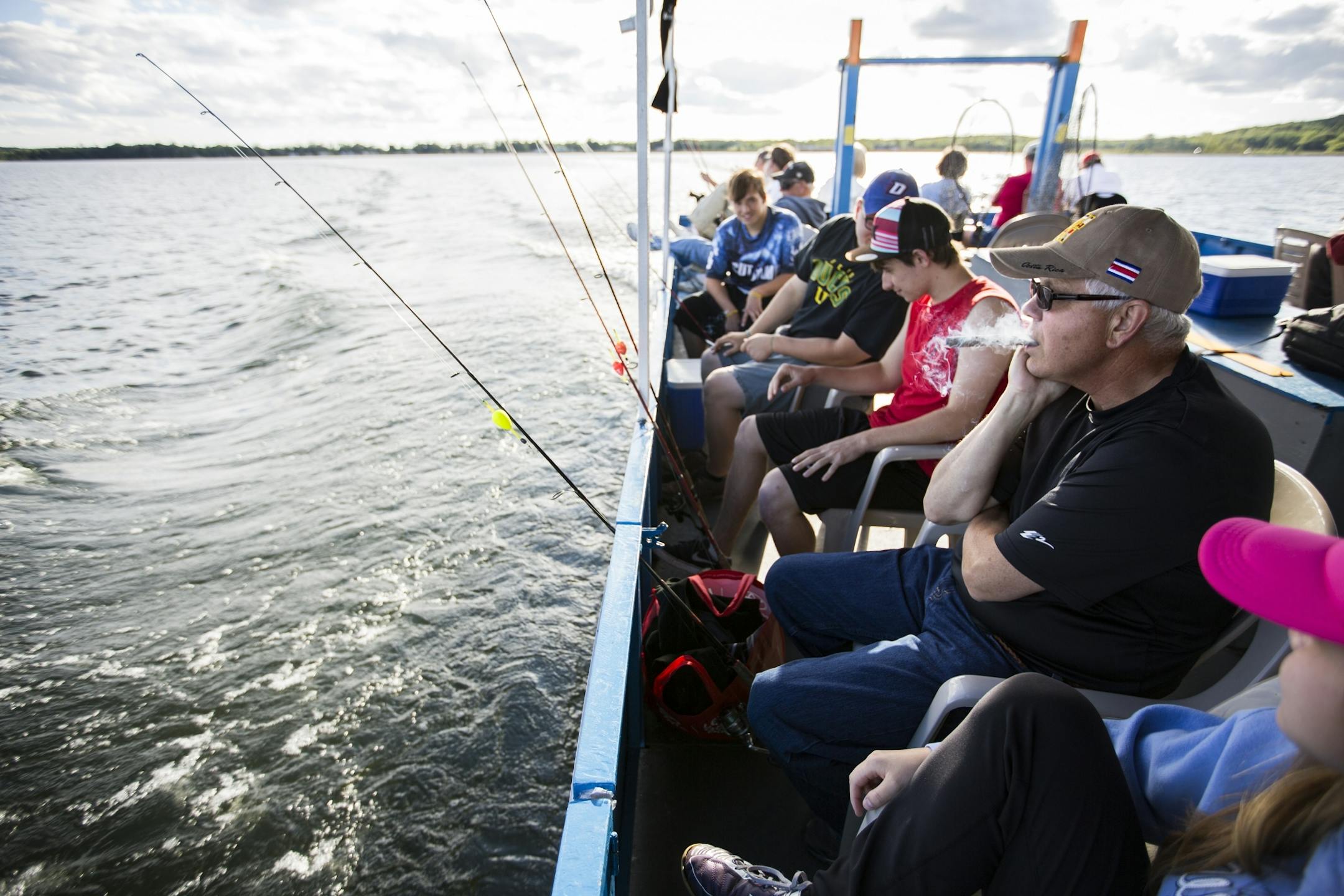 Arnold Biondo of Chicago fishes with his family during an expedition with Twin Pines Resort on Mille Lacs Lake Monday, August 3, 2015.