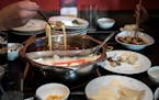 Diners ate at Little Szechuan Hot Pot in St. Paul Wednesday night.