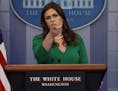 White House press secretary Sarah Huckabee Sanders speaks during the daily press briefing, Friday, Oct. 27, 2017, in Washington. (AP Photo/Evan Vucci)