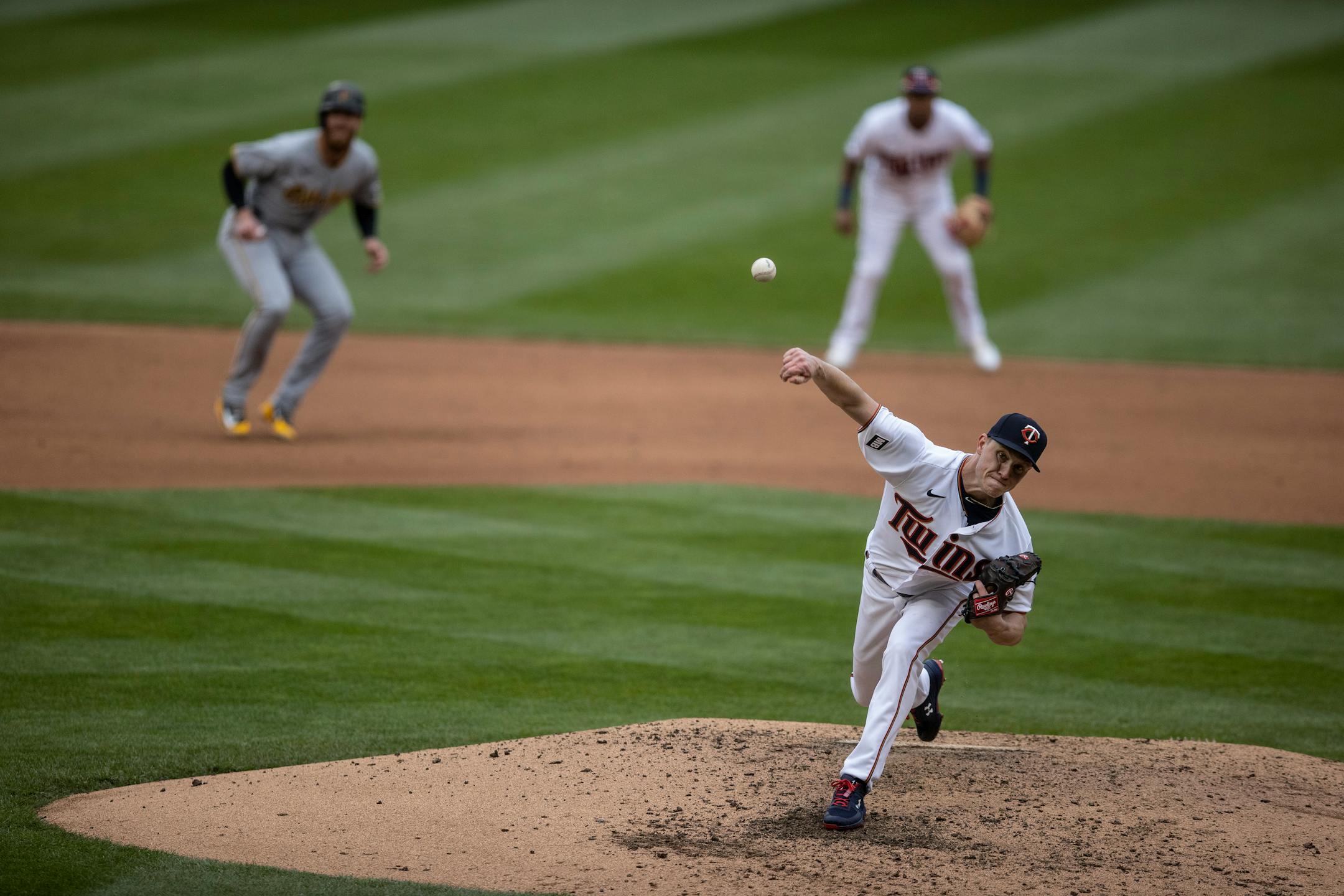 Twins bullpen pitcher Cody Stashak threw a pitch in the seventh inning.