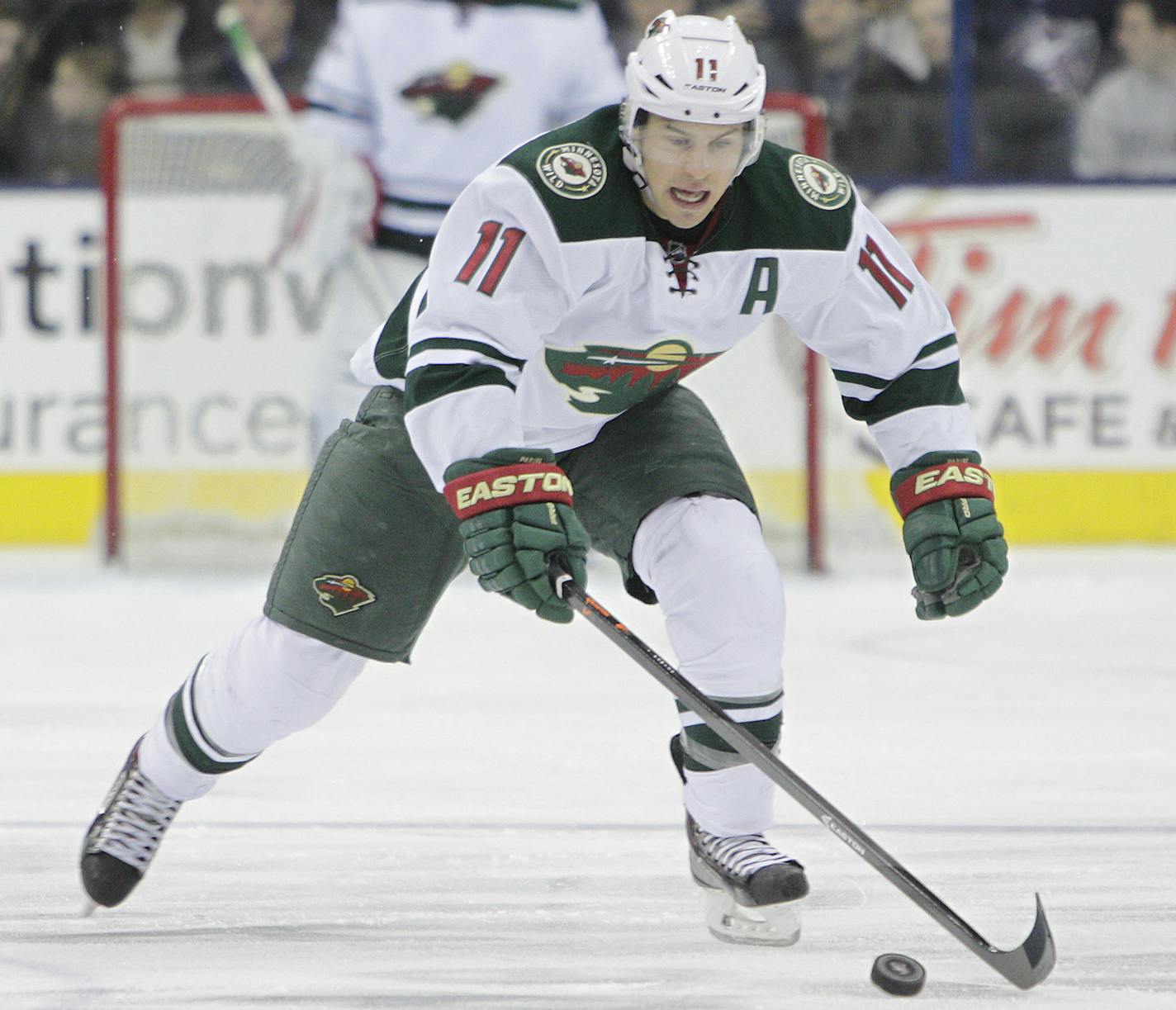 Minnesota Wild's Zach Parise plays against the Columbus Blue Jackets during an NHL hockey game Friday, Dec. 6, 2013, in Columbus, Ohio. (AP Photo/Jay LaPrete)