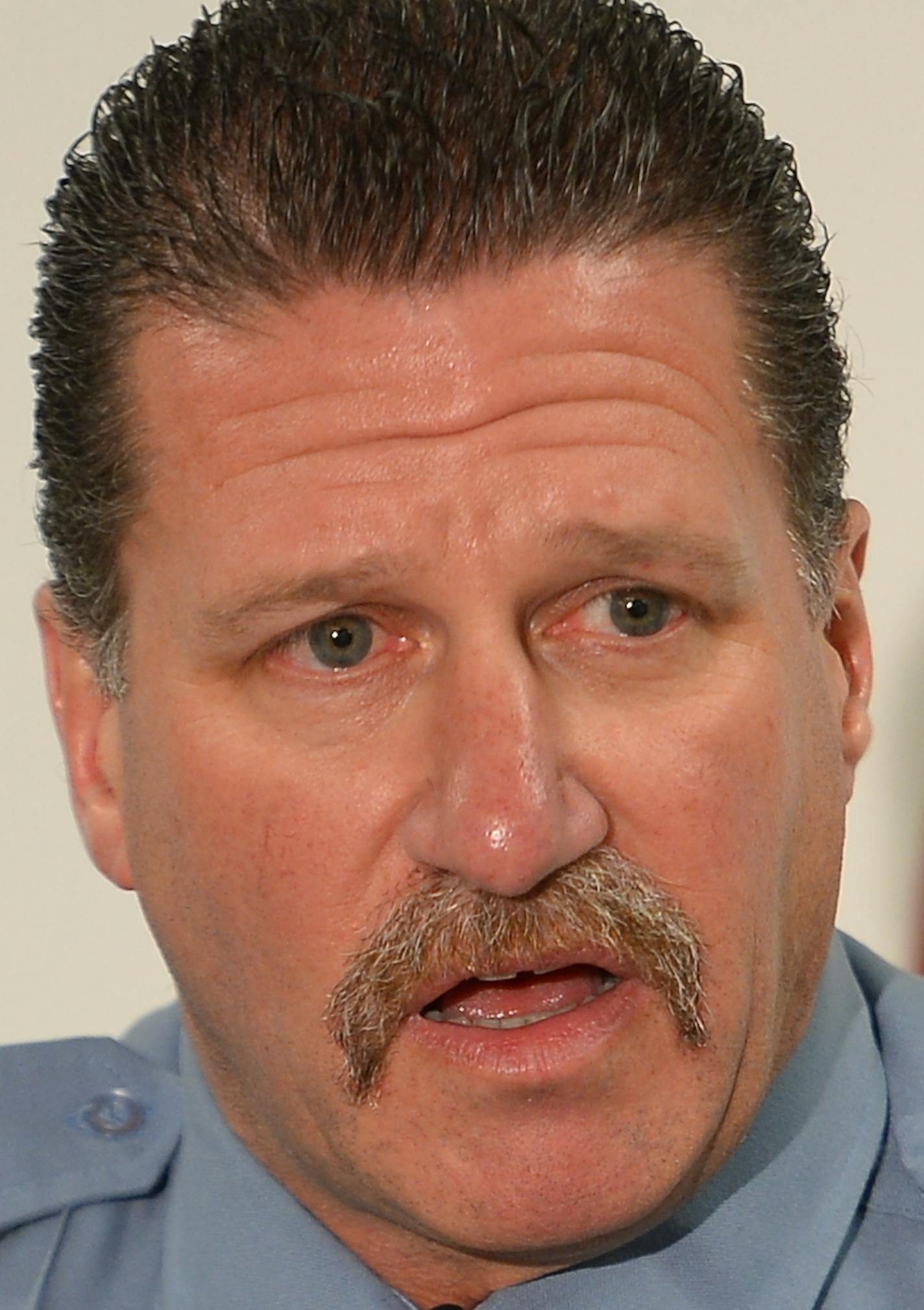 Minneapolis Police Union President Bob Kroll addressed the media Wednesday following the announcement that the two police officers involved in the shooting of Jamar Clark won't face charges. ] (AARON LAVINSKY/STAR TRIBUNE) aaron.lavinsky@startribune.com Minneapolis Police Union President Bob Kroll addressed the media Wednesday, March 30, 2016 at the Minneapolis Police Union Headquarters in Minneapolis, Minn.