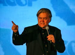 Steve Bannon, a former White House adviser to President Donald Trump, speaks at the California Republican Convention in Anaheim, Calf., on Friday Oct.