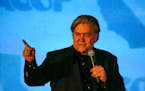 Steve Bannon, a former White House adviser to President Donald Trump, speaks at the California Republican Convention in Anaheim, Calf., on Friday Oct.