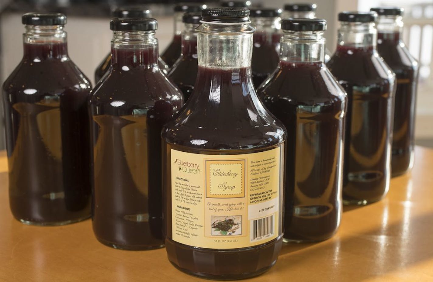 Lindsey Christianson, the "Elderberry Queen" made a batch of elderberry syrup in her home kitchen Wednesday Feb 28, 2018 in Ramsey, MN.