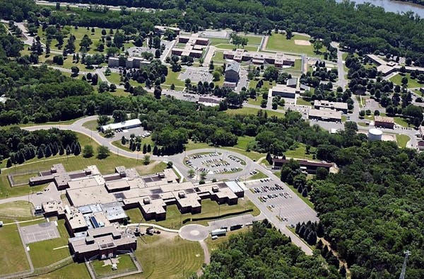 In this May, 2008 aerial photo, the Minnesota Security Hospital complex, lower left, is shown in St. Peter, Minn. Minnesota Gov. Mark Dayton and the h