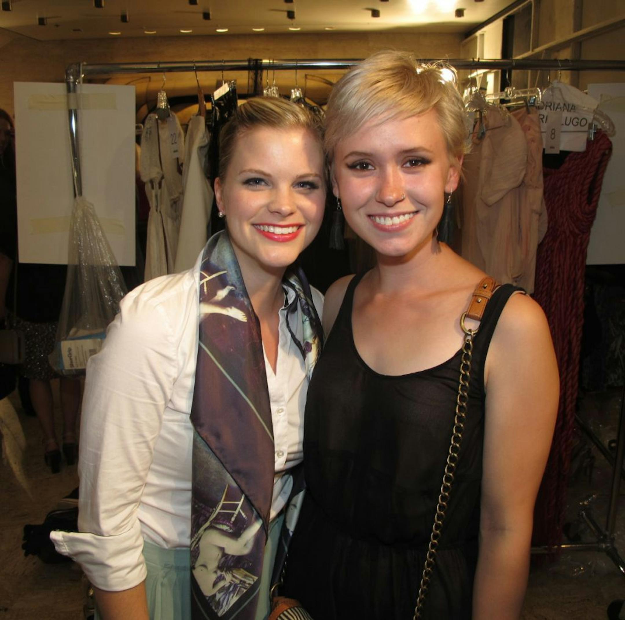 Lindsey Hopkins and Lauren Mayhew, SCAD graduates who work at Target, backstage at Elle Fashion Next runway show.
