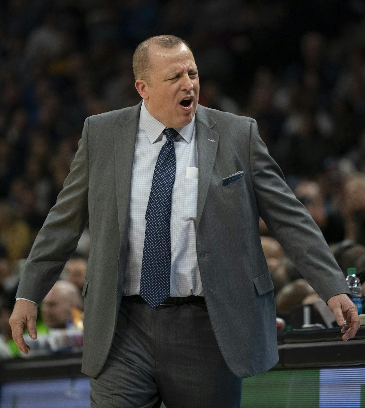 Minnesota Timberwolves head coach Tom Thibodeau reacted on the sidelines in the first half of what proved to be his final game coaching the team. ] JEFF WHEELER &#x2022; jeff.wheeler@startribune.com The Minnesota Timberwolves defeated the Los Angeles Lakers 108-86 in an NBA basketball game Sunday afternoon, January 6, 2019 at Target Center in Minneapolis.