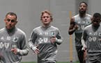High-priced teenager Thomas Chacon (center) practices with Minnesota United for the first time. ]
brian.peterson@startribune.com
Blaine, MN
Tuesday, A