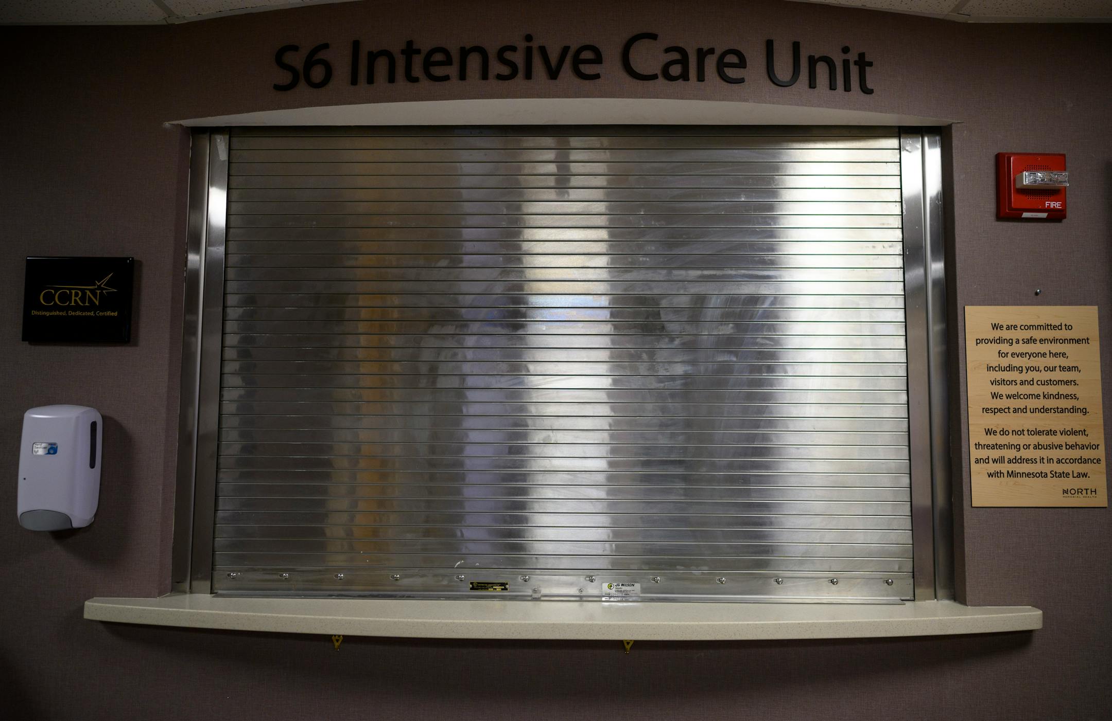 The desk at the now-vacant South 6 Intensive Care Unit at North Memorial.
