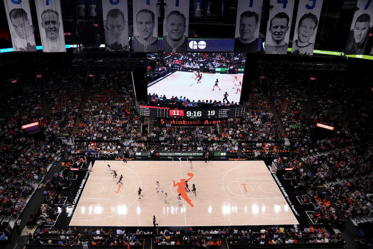 The Chicago Sky take on the Minnesota Lynx during the first half of a preseason WNBA basketball game in Toronto, Saturday May 13, 2023. (Chris Young/The Canadian Press via AP)