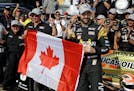 James Hinchcliffe of Canada celebrated winning the pole during qualifying for the Indianapolis 500.