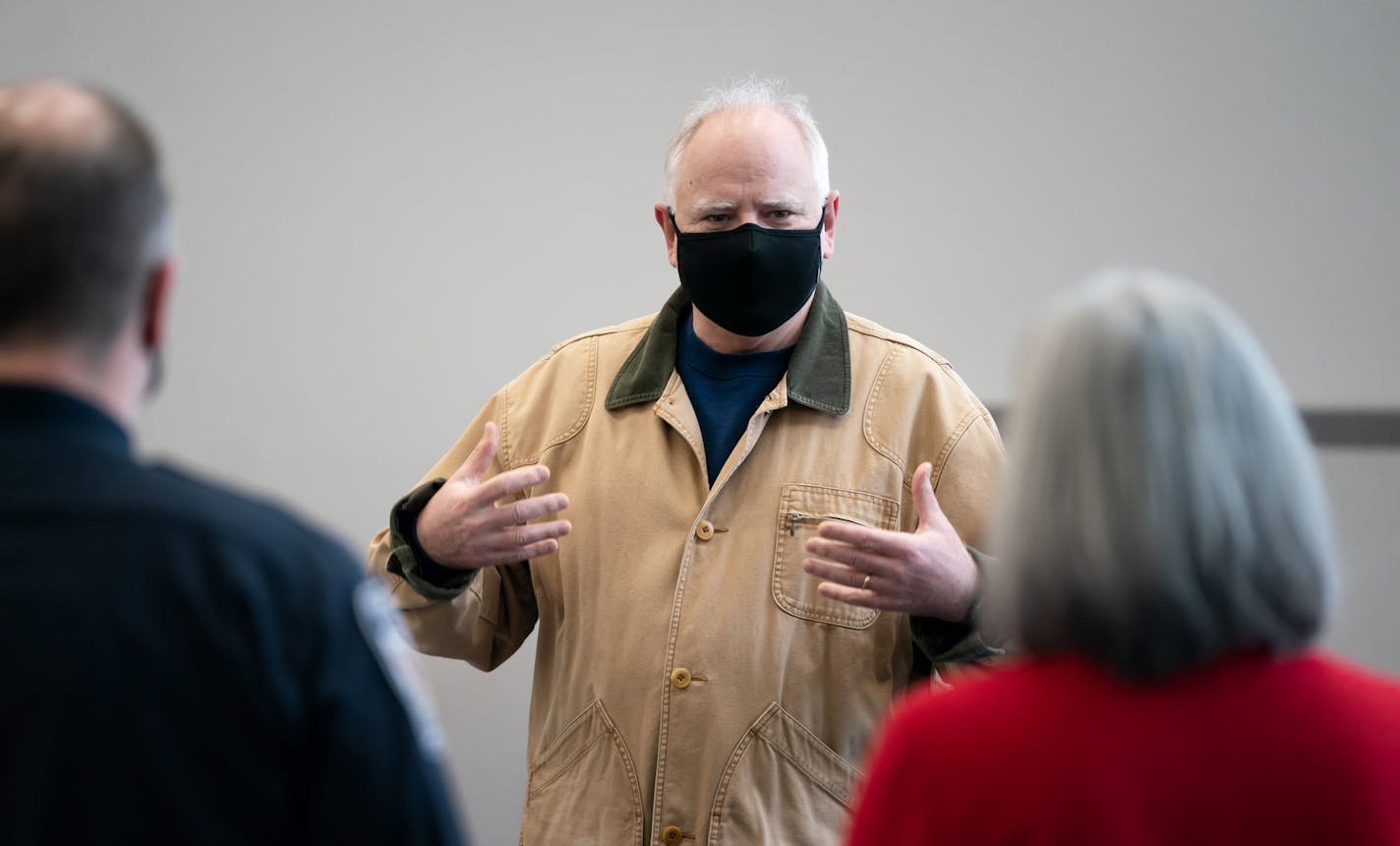 Governor Tim Walz visited a COVID-19 vaccine clinic where EMS-certified first responders received the Moderna vaccine.