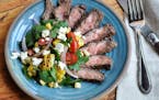 Grilled Steak With Charred Corn Salad.