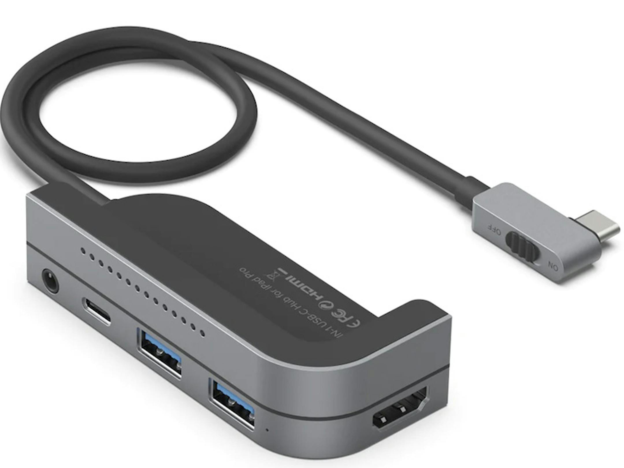 With the USB-C connection cable, the ZIKE 6-in-1 USB-C Hub can be used without attaching the clips to a device. Keeping it attached is a plus for backpack storage, portability, and avoiding constant unplugging and plugging. (Zike/TNS)