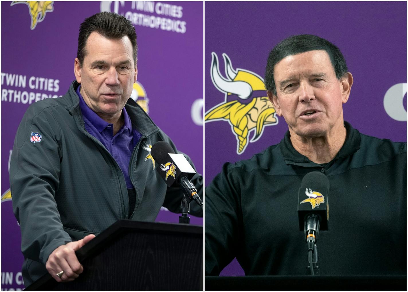 Gary Kubiak, left, and Dom Capers.