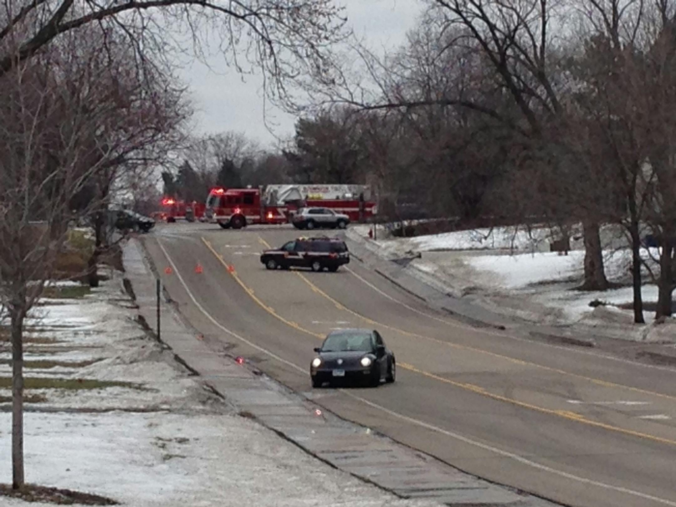 Officials closed off the road near 86th Street and I-35W in Bloomington to check out a gas leak.