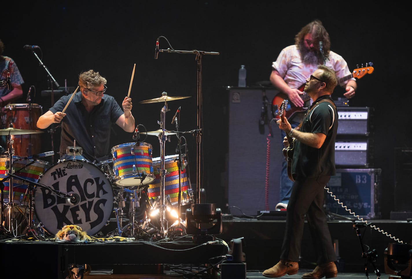 Singer/guitarist Dan Auerbach and drummer Patrick Carney of The Black Keys early in their performance at the Grandstand on the first day of the State Fair in Falcon Heights Thursday night, August 24, 2023.