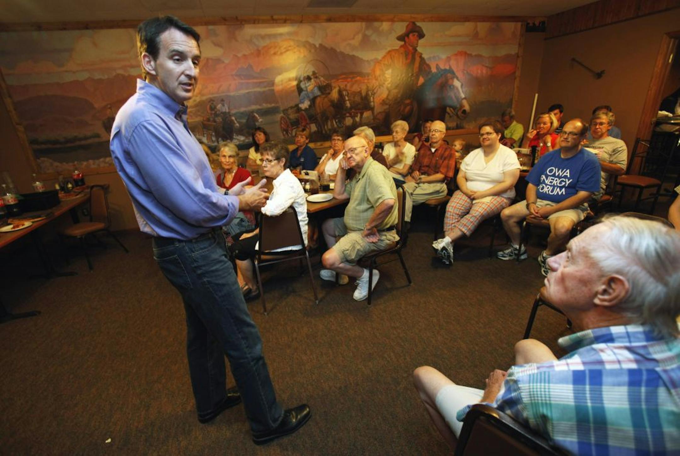 Tim Pawlenty, who campaigned Wednesday in Story City, Iowa, backs the House Republicans' push for the "cut, cap and balance" bill.