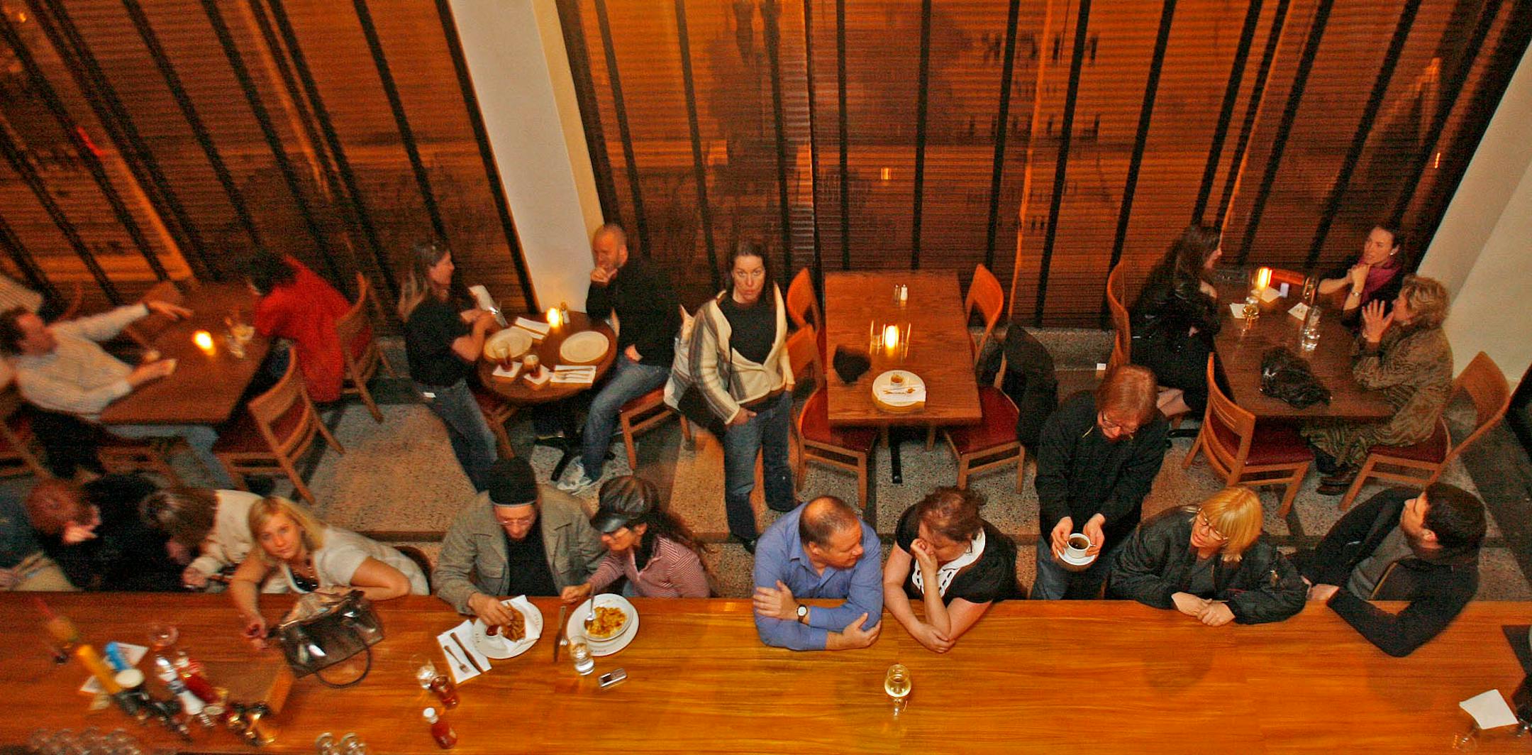 The bar and restaurant/table area of Nick and Eddie.