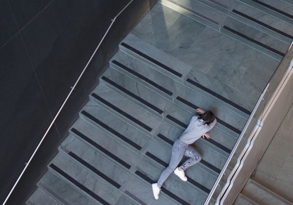 Dancers performed on staircases and in public spaces at New York's Museum of Modern Art last winter as part of Maria Hassabi's "Plastic." Hassabi will