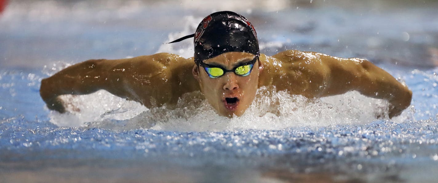 Andrew Trepanier of Lakeville North goes through his strokes in the pool at Kenwood Trail Middle School.]Richard Tsong-Taatarii&#xef;rtsong-taatarii@startribune.com