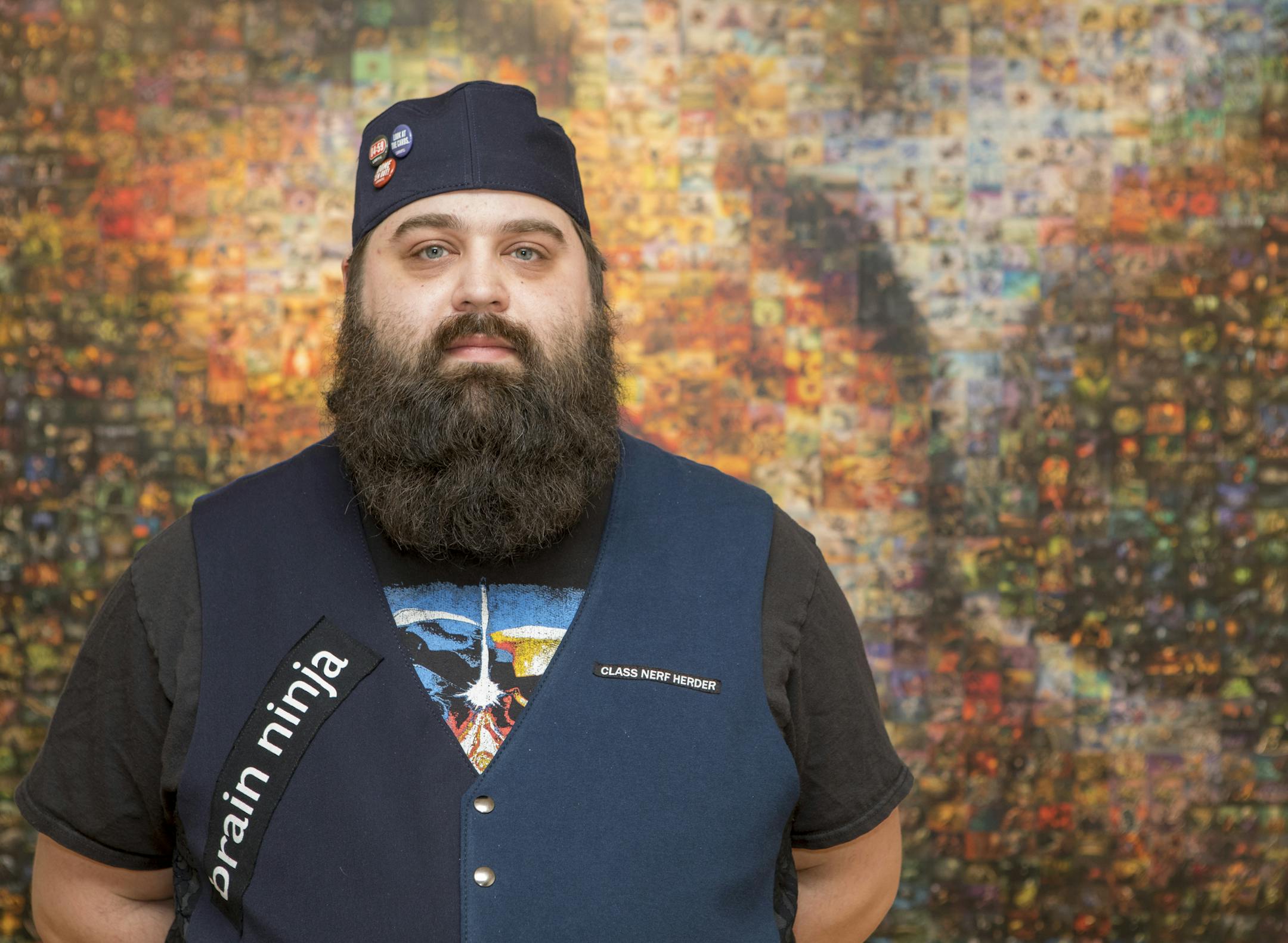 Daniel Blees with his mosaic.