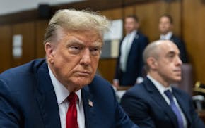 FILE - Former President Donald Trump attends jury selection at Manhattan criminal court in New York, April 15, 2024. Trump's criminal hush money trial