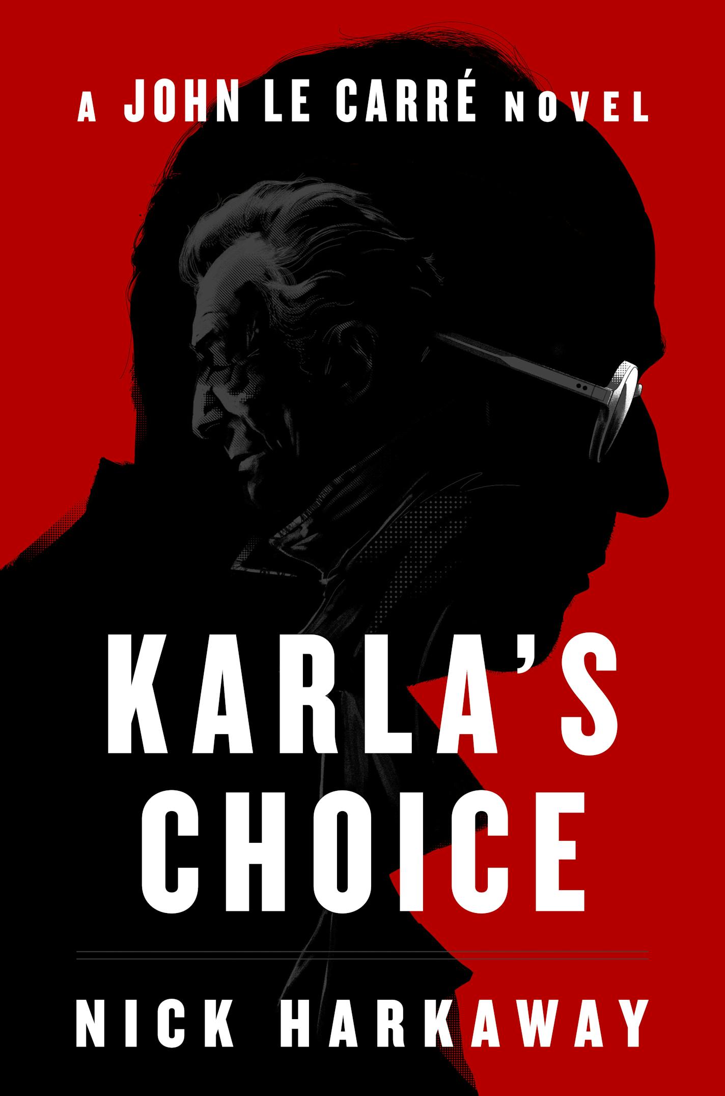 cover of Karla's Choice is an illustration of a shadowy head of a man, against a red background