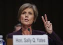 Former acting Attorney General Sally Yates testifies on Capitol Hill in Washington, Monday, May 8, 2017, before the Senate Judiciary subcommittee on C