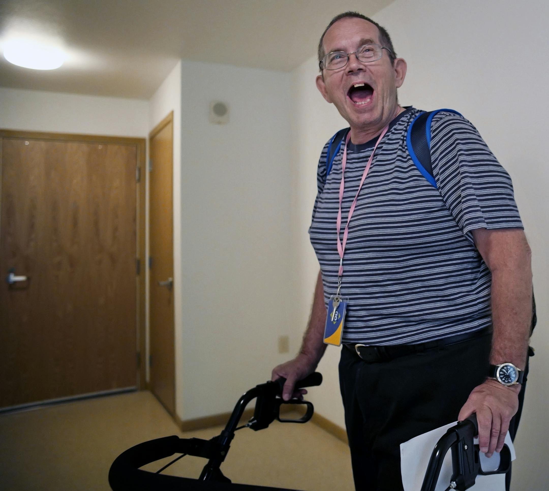 Joe Silanpa,68, a Vietnam War veteran, was pleased with his new digs at the Vets East housing. He has been staying with his daughter and jokingly said that "even the cockroaches are new" about his new studio.