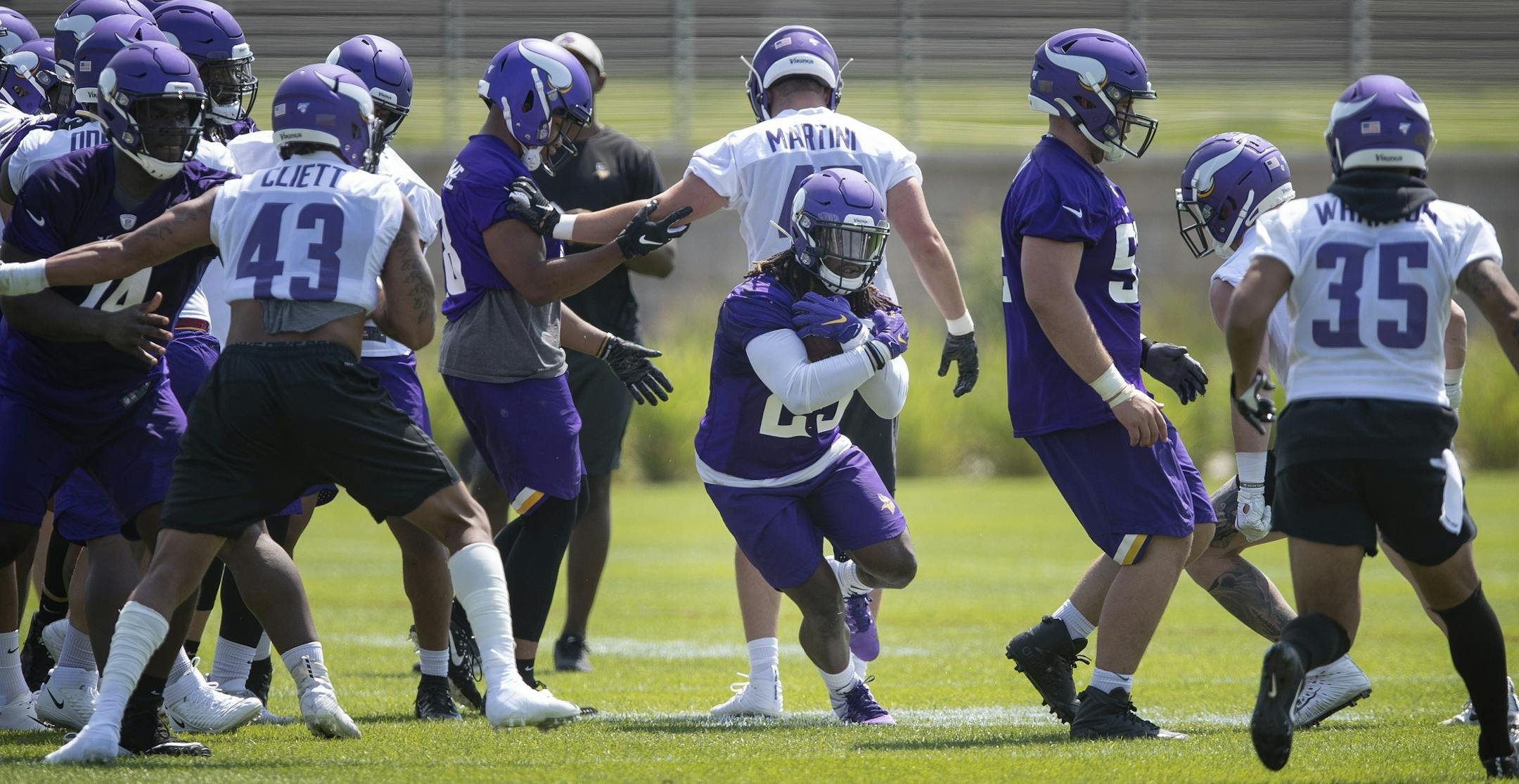 Vikings running back Alexander Mattison during the first day of training for Vikings rookies at TCO Performance Center Tuesday July,23 2019 in Eagan, MN.