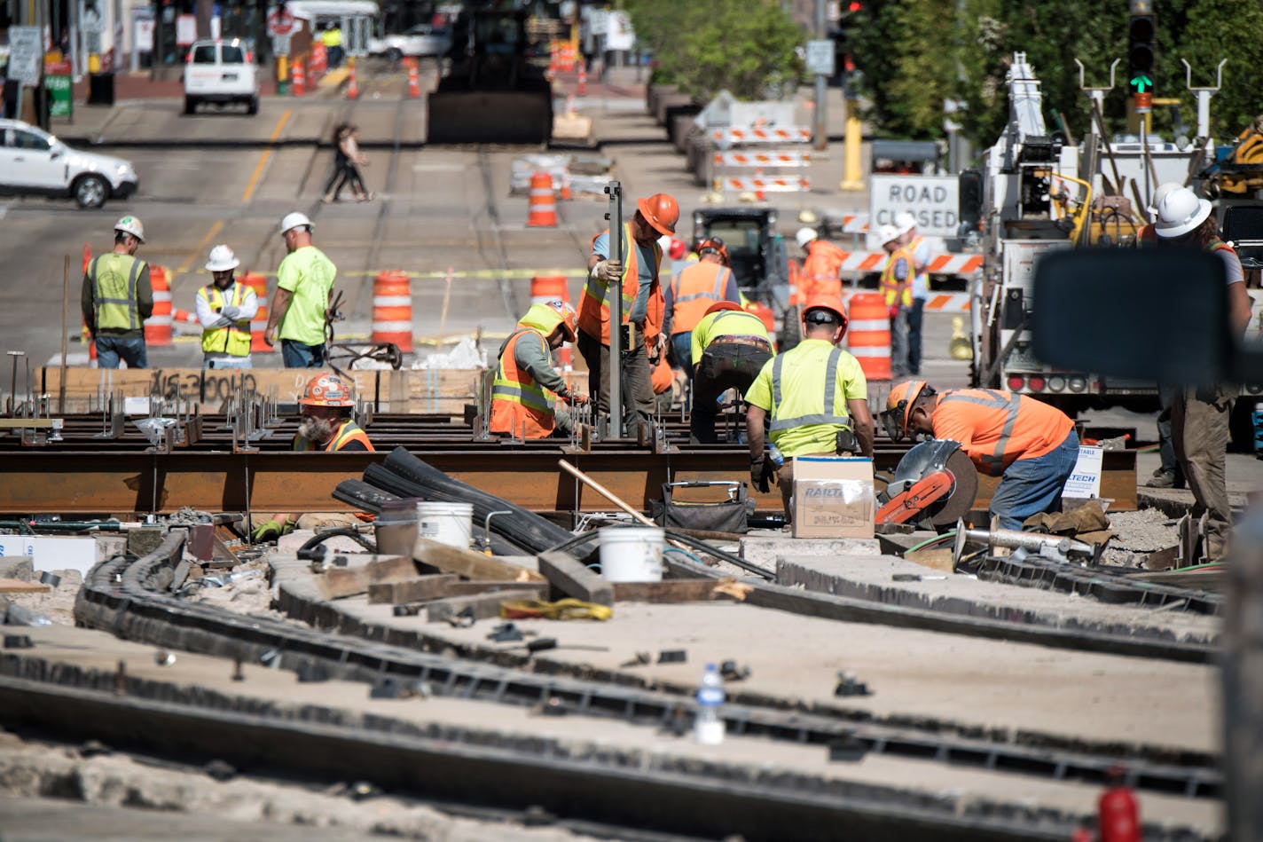 Light rail construction on 5th Street near US Bank Stadium has been tough on pedestrians and commuters alike.